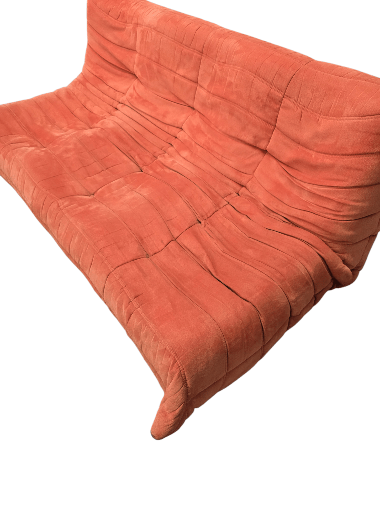 Ligne Roset Three Seater Orange Alcantara Togo Sofa - Opulent Seating