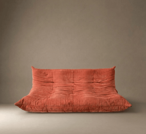 Ligne Roset Three Seater Orange Alcantara Togo Sofa