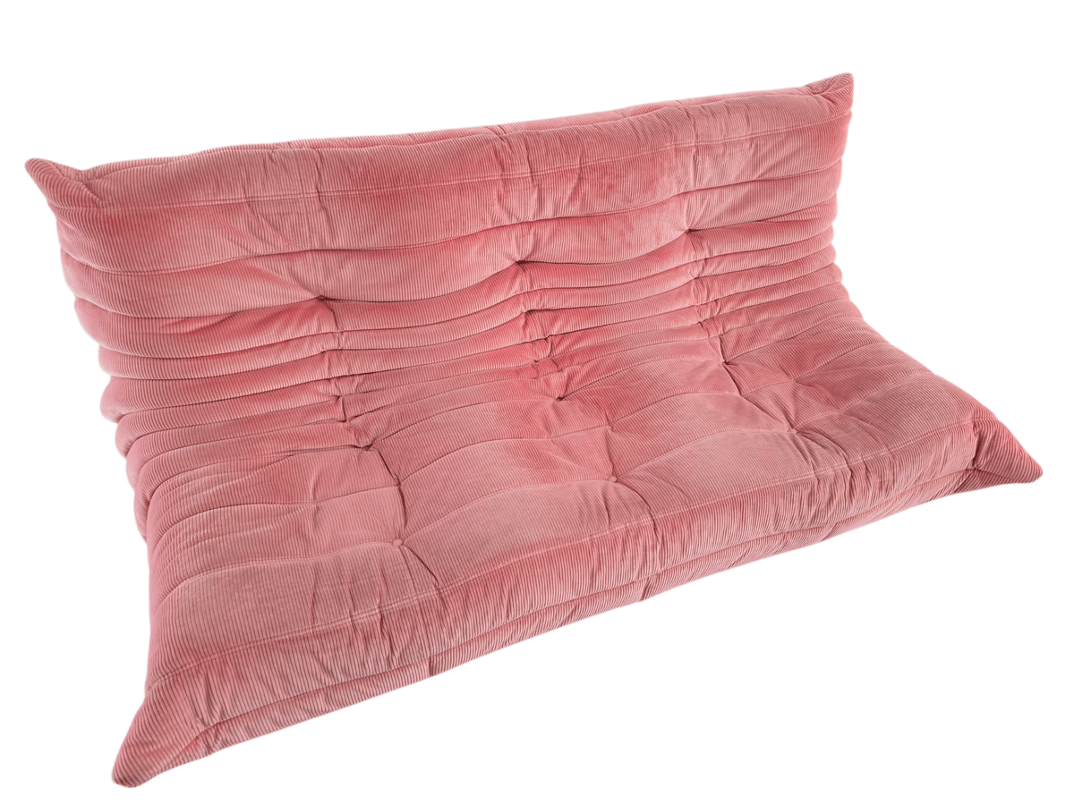 Ligne Roset Three Seater Togo Sofa in Pink Corduroy - Opulent Seating