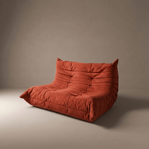 Ligne Roset Togo 2 Seater Sofa in Orange Alcantara by Michel Ducaroy