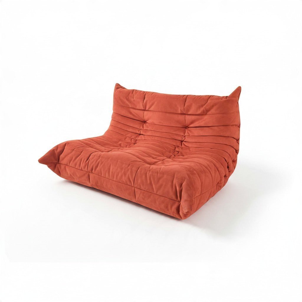 Ligne Roset Togo 2 Seater Sofa in Orange Alcantara by Michel Ducaroy - Opulent Seating