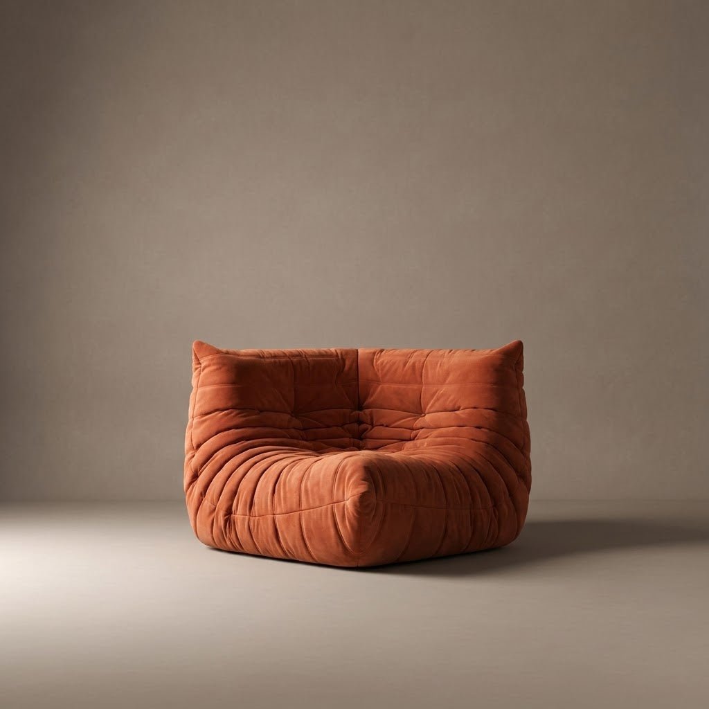 Ligne Roset Togo Corner Seat in Orange Alcantara by Michel Ducaroy - Opulent Seating