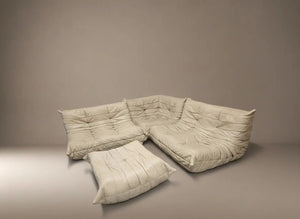 Ligne Roset Togo: Rare 1980s Four-Piece Set in Original Beige Leather | Michel Ducaroy