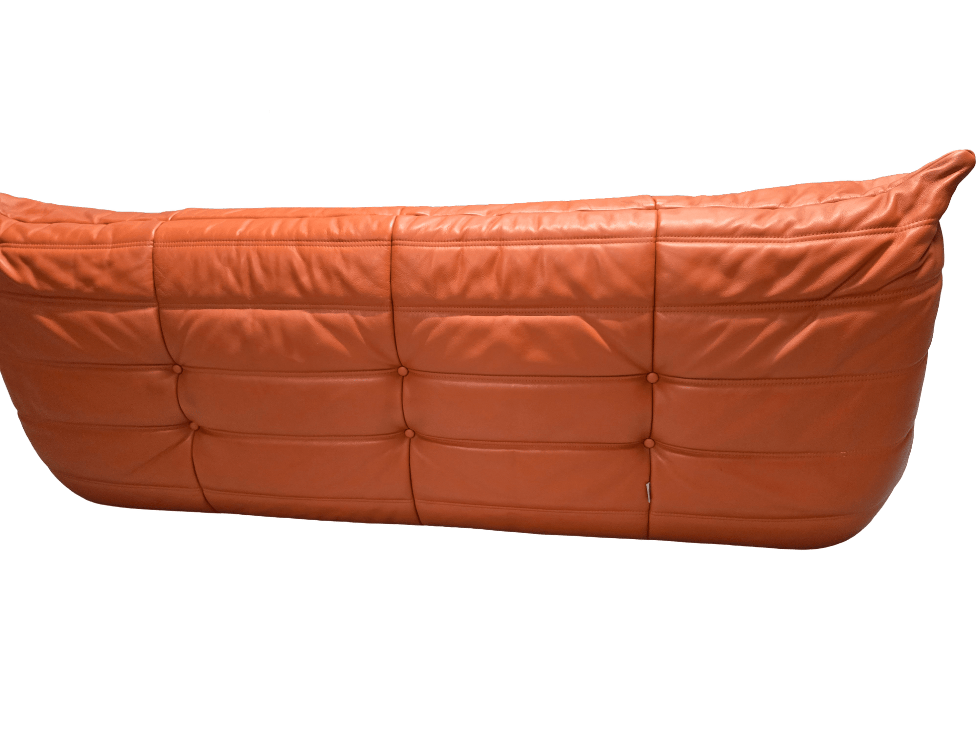 Ligne Roset Togo Three - Seater in Vibrant Orange Leather – A Modern Design Masterpiece - Opulent Seating