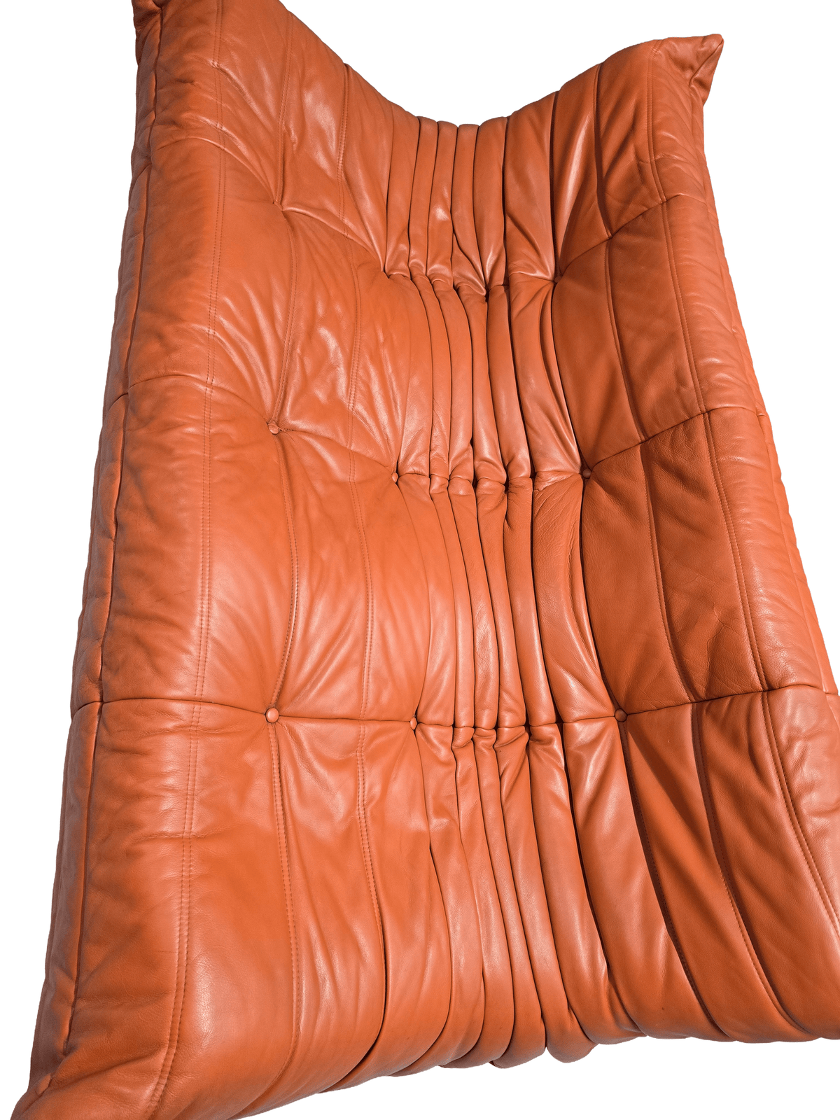 Ligne Roset Togo Three-Seater in Vibrant Orange Leather – A Modern Design Masterpiece - Opulent Seating