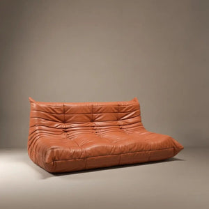 Ligne Roset Togo Three-Seater in Vibrant Orange Leather – A Modern Design Masterpiece