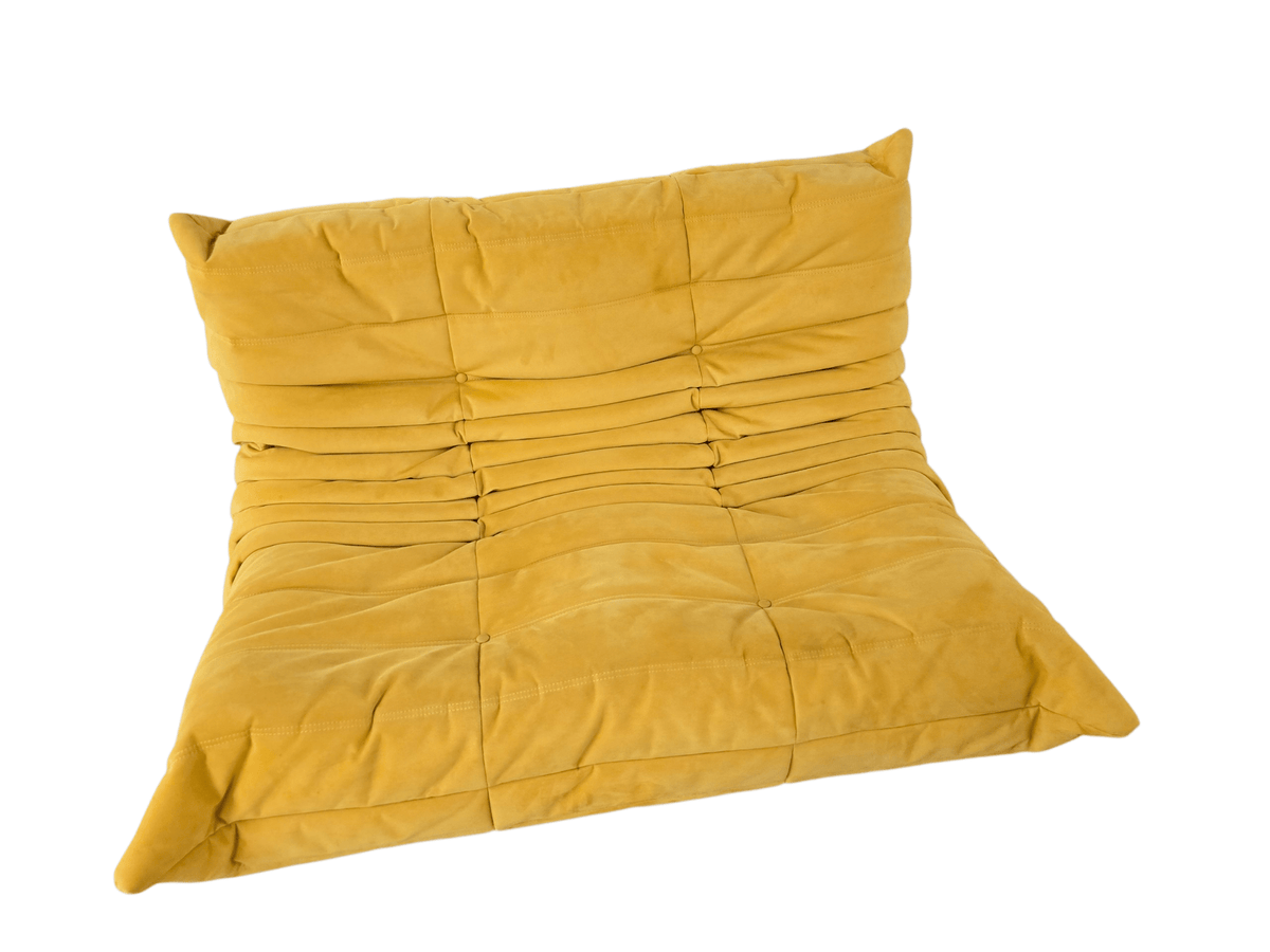 Ligne Roset Two Seater Alcantara Curry Yellow Togo Sofa Michel Ducaroy - Opulent Seating