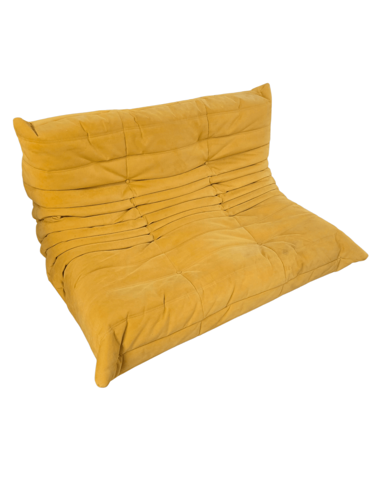 Ligne Roset Two Seater Alcantara Curry Yellow Togo Sofa Michel Ducaroy - Opulent Seating