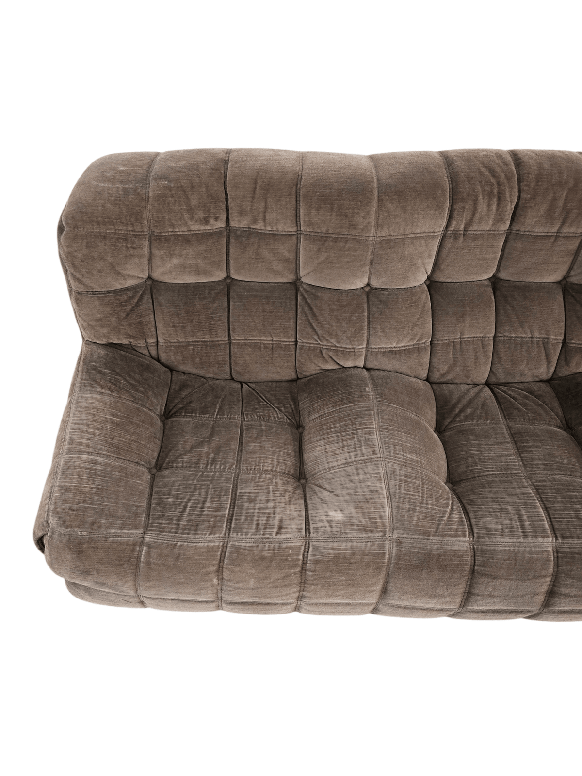 Ligne Roset Vintage Kashima Three Seater Brown Chenille Sofa & Footstool - Opulent Seating