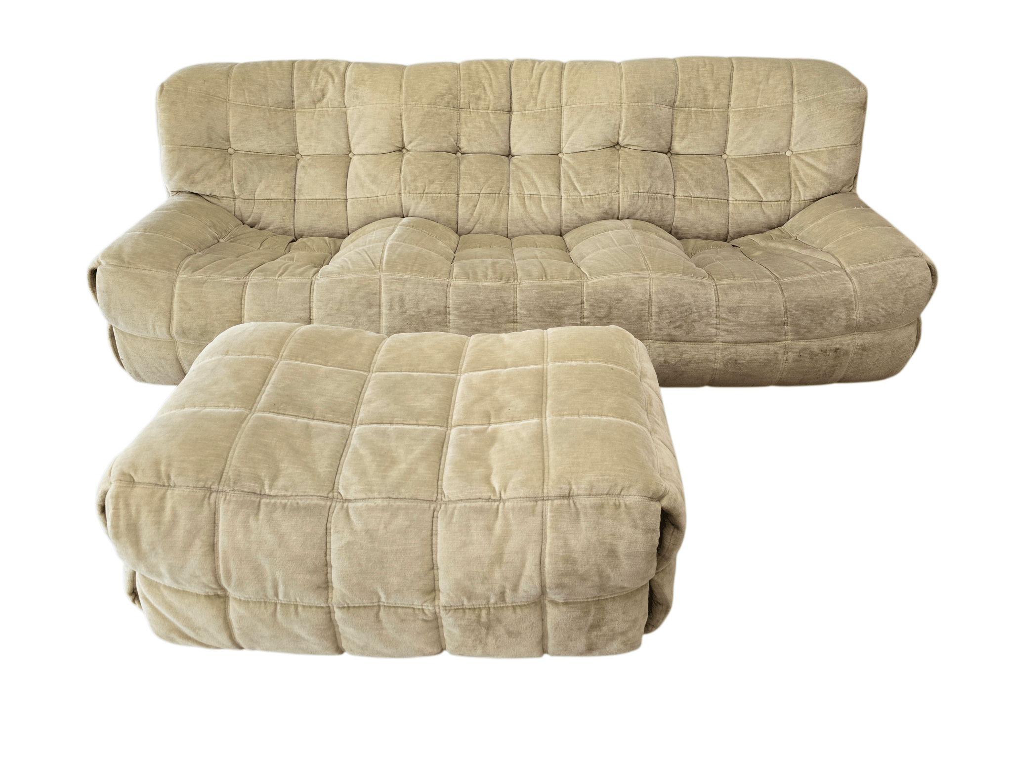 Ligne Roset Vintage Three Seater Kashima Sofa & Footstool - Opulent Seating
