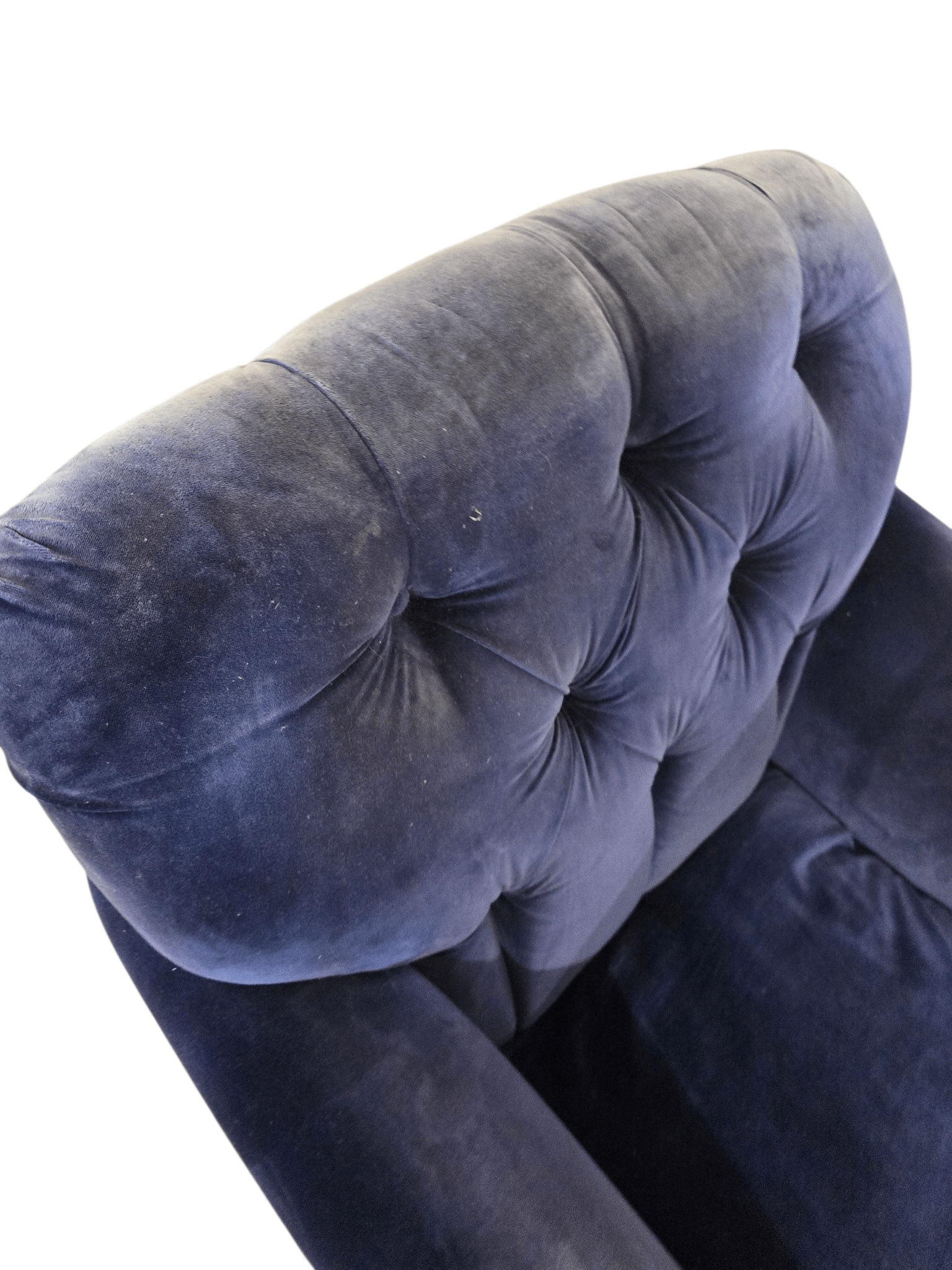 Loaf Truffle Button Back Armchair In Blue Clever Velvet - Opulent Seating