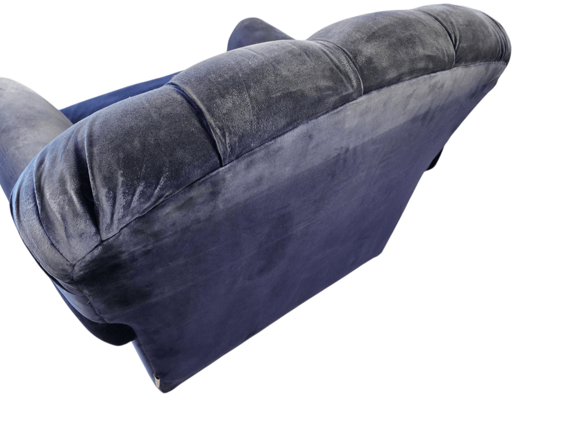 Loaf Truffle Button Back Armchair In Blue Clever Velvet - Opulent Seating