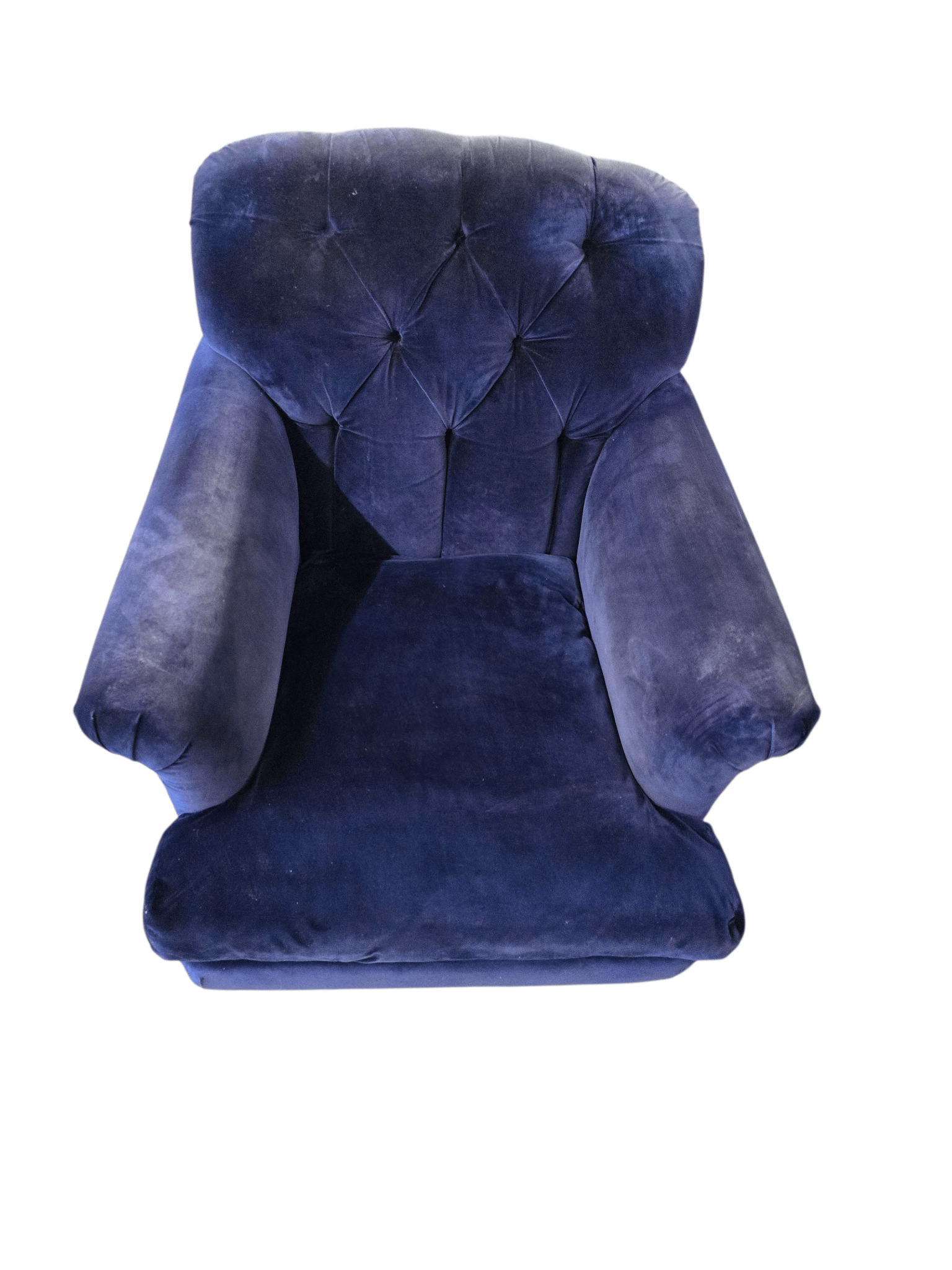 Loaf Truffle Button Back Armchair In Blue Clever Velvet - Opulent Seating
