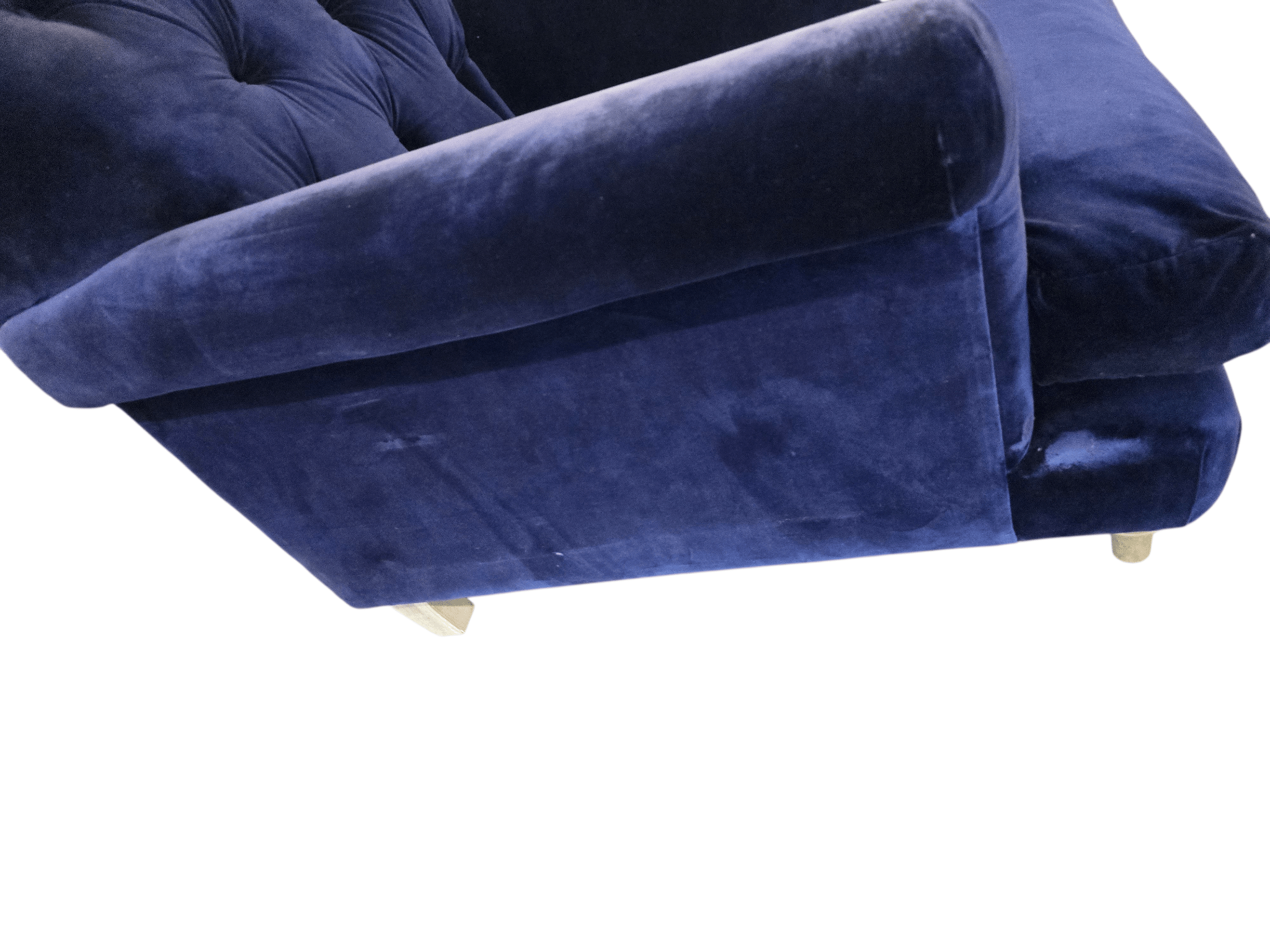 Loaf Truffle Button Back Armchair In Blue Clever Velvet - Opulent Seating
