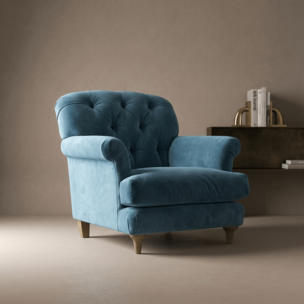 Loaf Truffle Clever Velvet Teal Armchair - Opulent Seating