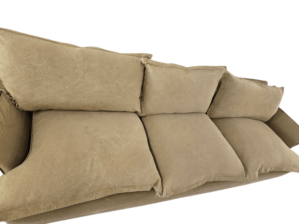 Maker & Sons "Song" Large 3 Seater Sofa & Matching Footstool | Olive Green Linen - Opulent Seating