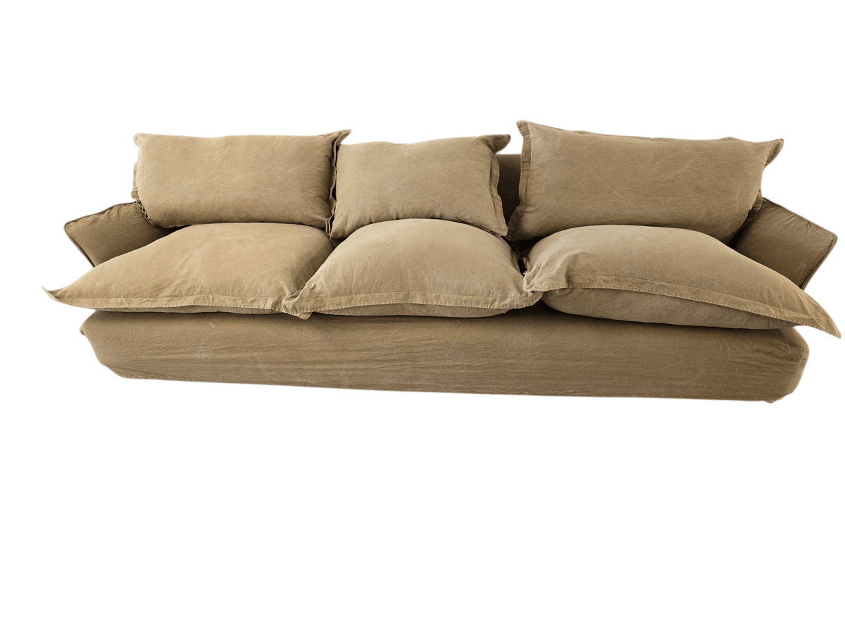 Maker & Sons "Song" Large 3 Seater Sofa & Matching Footstool | Olive Green Linen - Opulent Seating