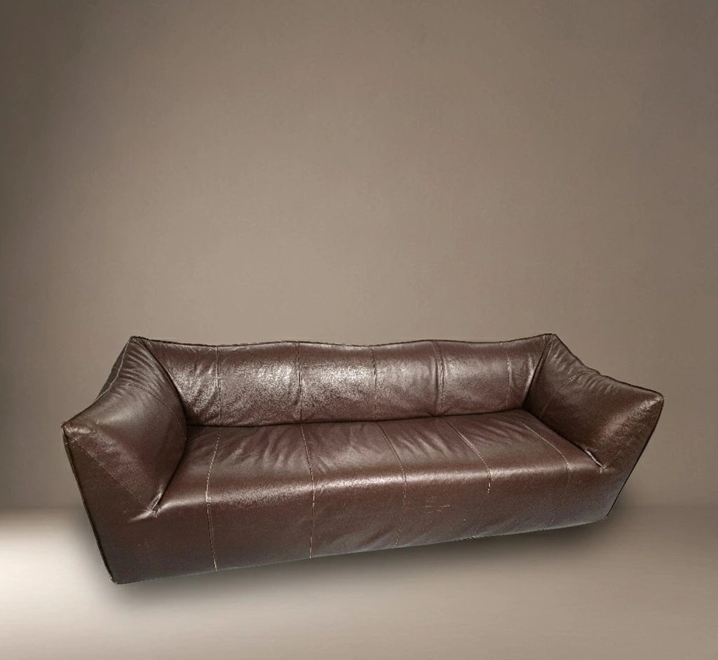 Mario Bellini B&B Italia Le Bambole Three Seater Leather Sofa Brown - Opulent Seating