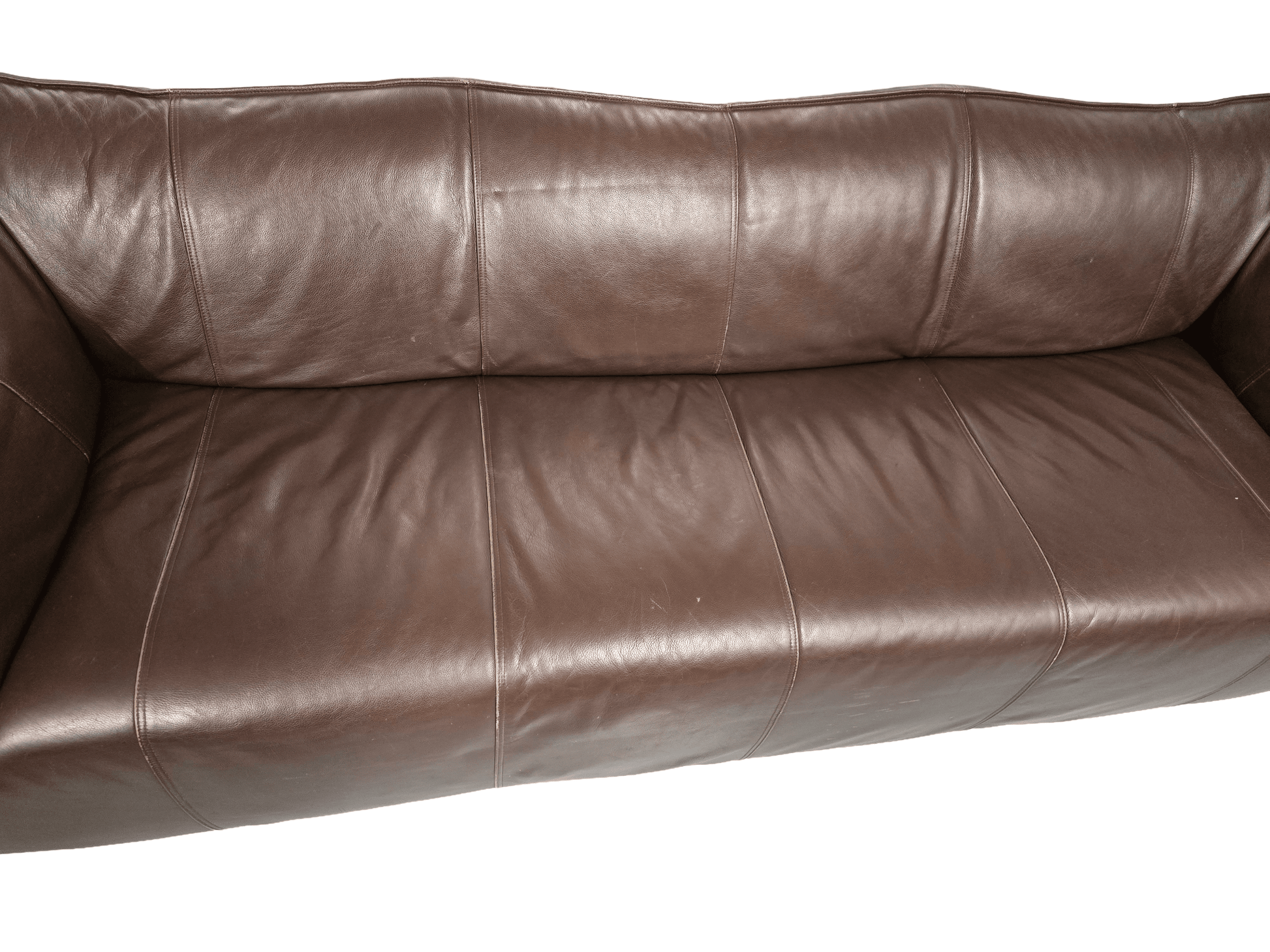 Mario Bellini B&B Italia Le Bambole Three Seater Leather Sofa Brown - Opulent Seating