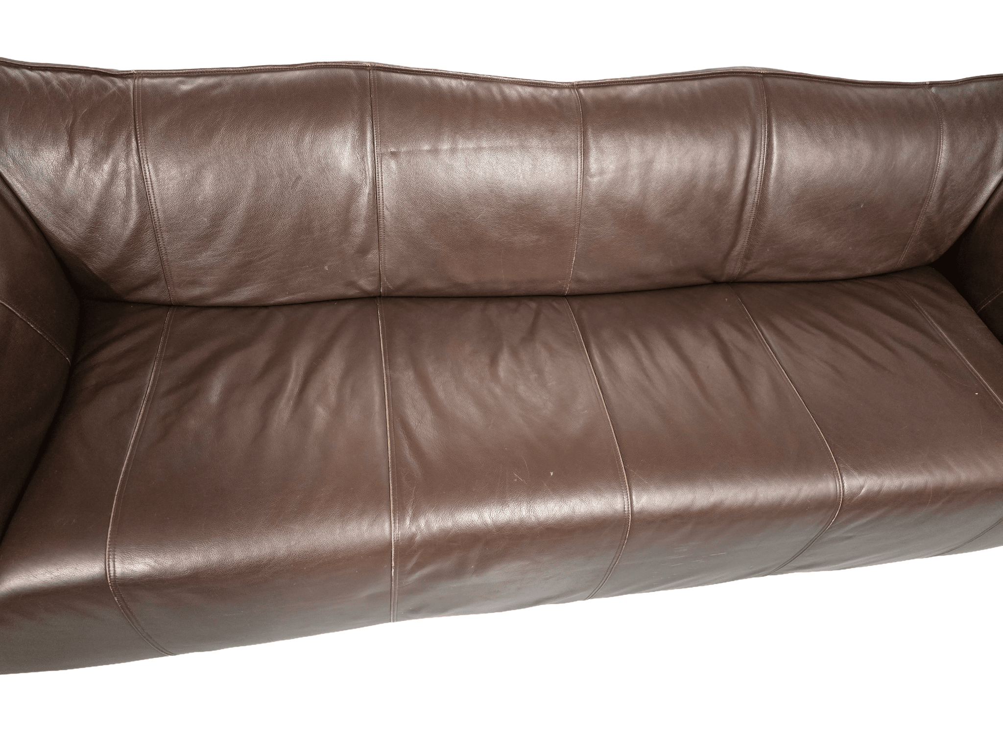 Mario Bellini B&B Italia Le Bambole Three Seater Leather Sofa Brown - Opulent Seating