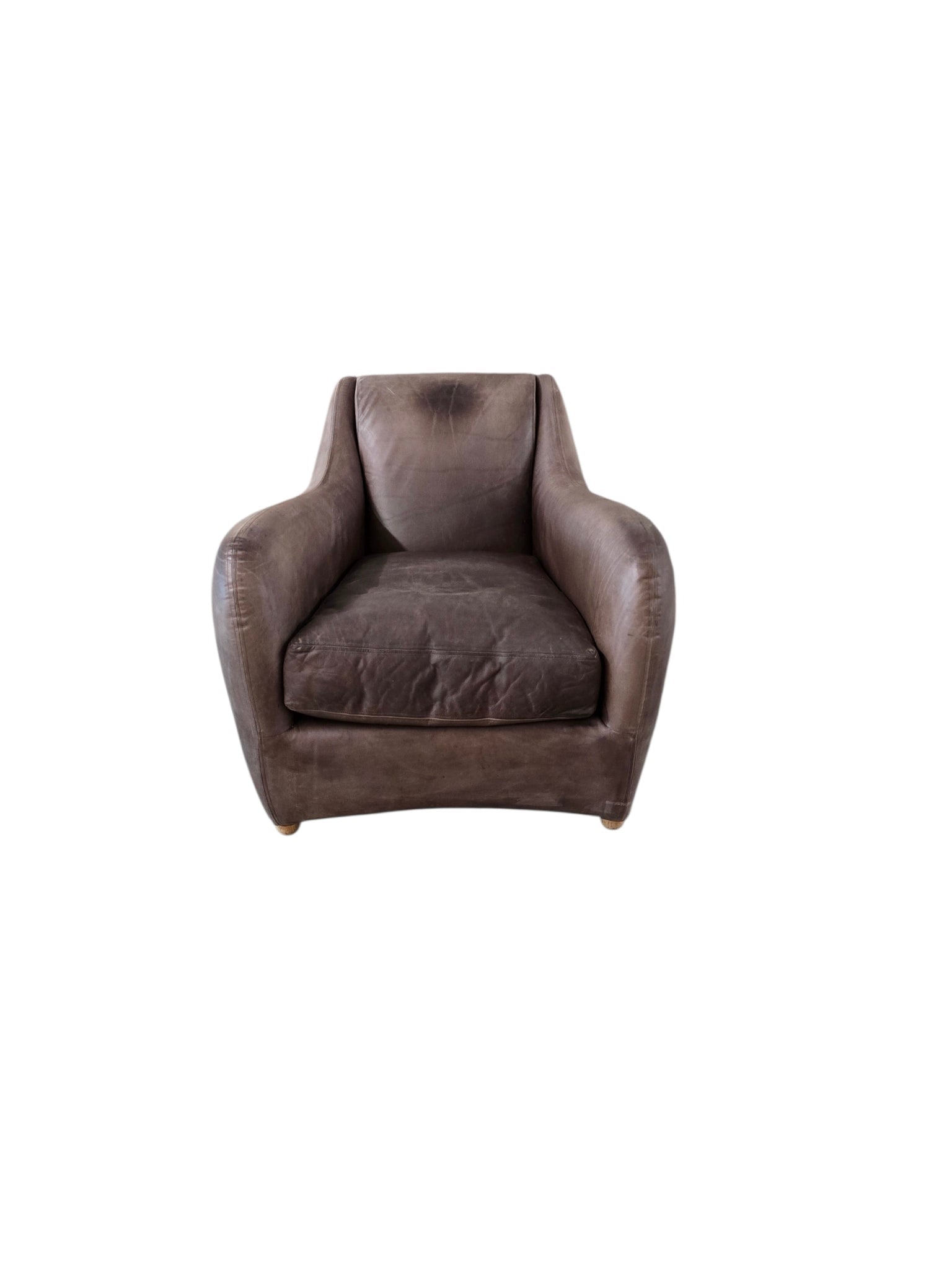 Matthew Hilton Dark Brown Leather Balzac Armchair & Footstool | SCP - Opulent Seating