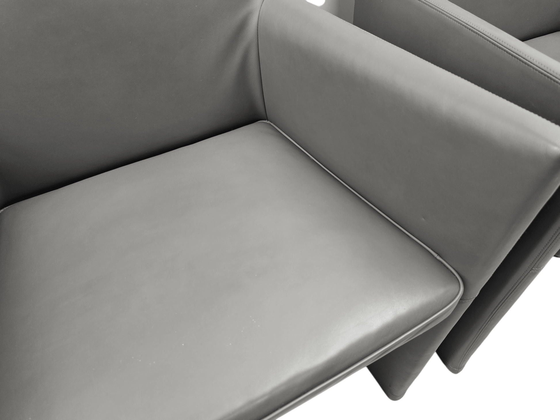 Pair of 2 BB Italia Posa Chairs Grey Leather Armchairs - Opulent Seating