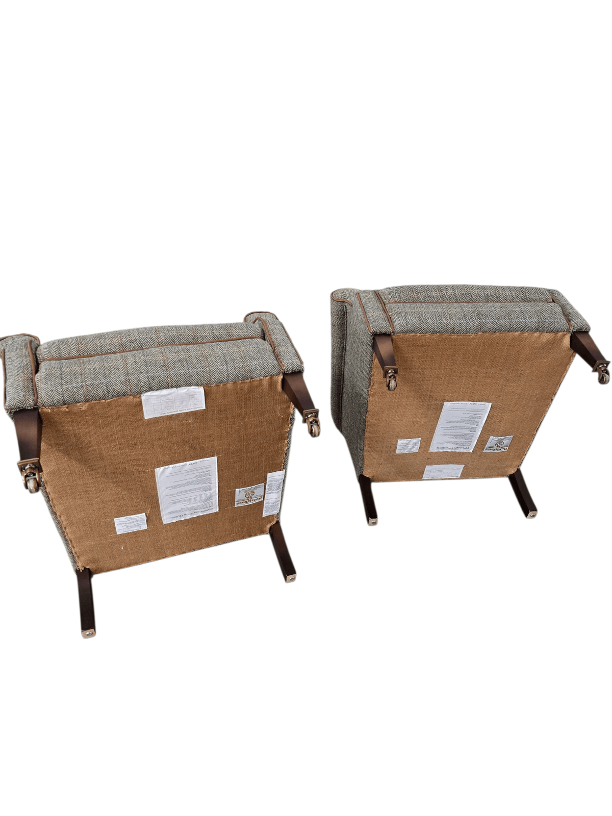 Pair of Genuine Tetrad for John Lewis 'Bowmore' Armchairs – Bracken Herringbone Harris Tweed - Opulent Seating
