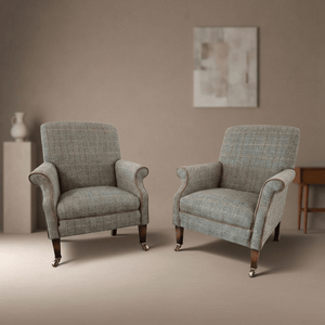 Pair of Genuine Tetrad for John Lewis 'Bowmore' Armchairs – Bracken Herringbone Harris Tweed
