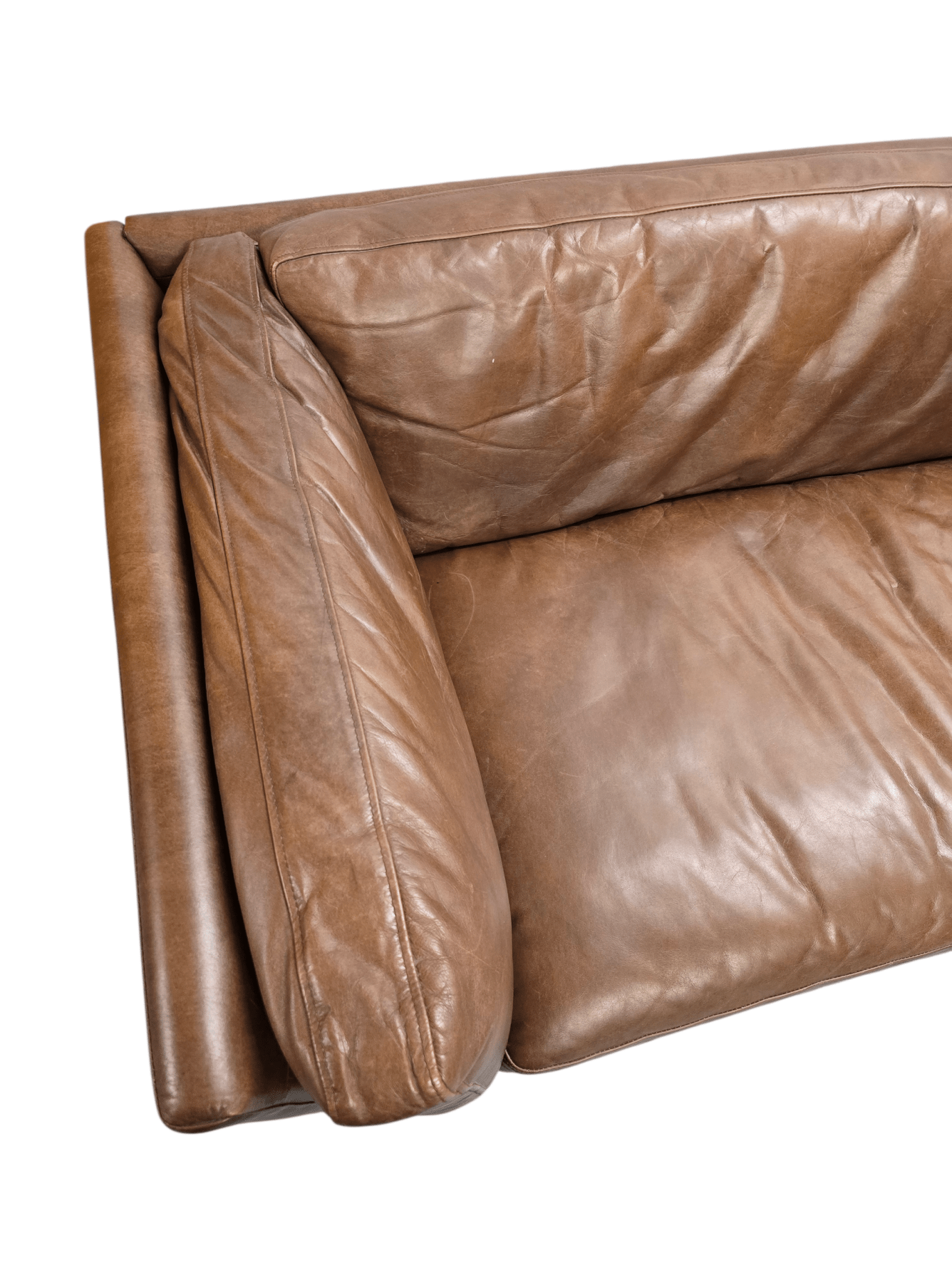 Pair of John Lewis & Partners Halo 'Groucho' 3 - Seater Leather Sofas – Riders Nut - Opulent Seating