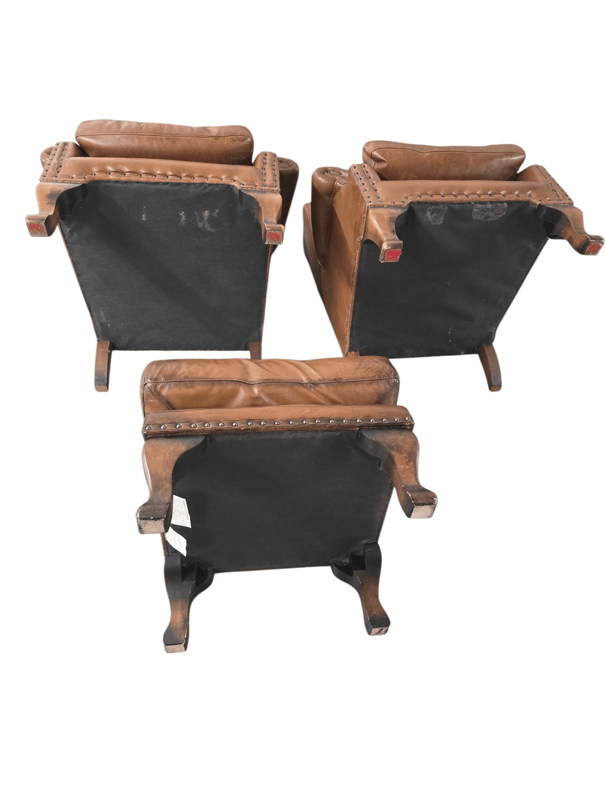 Pair of John Lewis / Tetrad 'Compton' Brown Leather Armchairs & Matching Footstool - Opulent Seating
