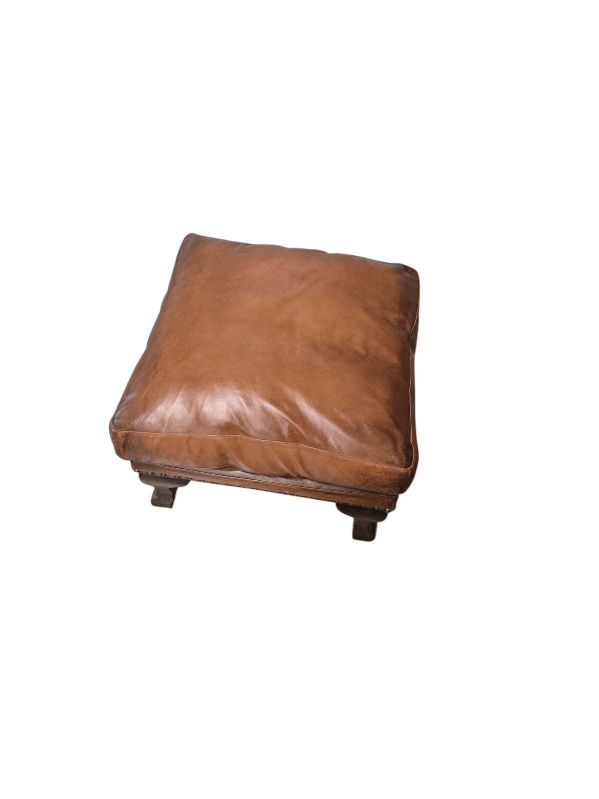 Pair of John Lewis Tetrad 'Compton' Brown Leather Armchairs & Matching Footstool - Opulent Seating