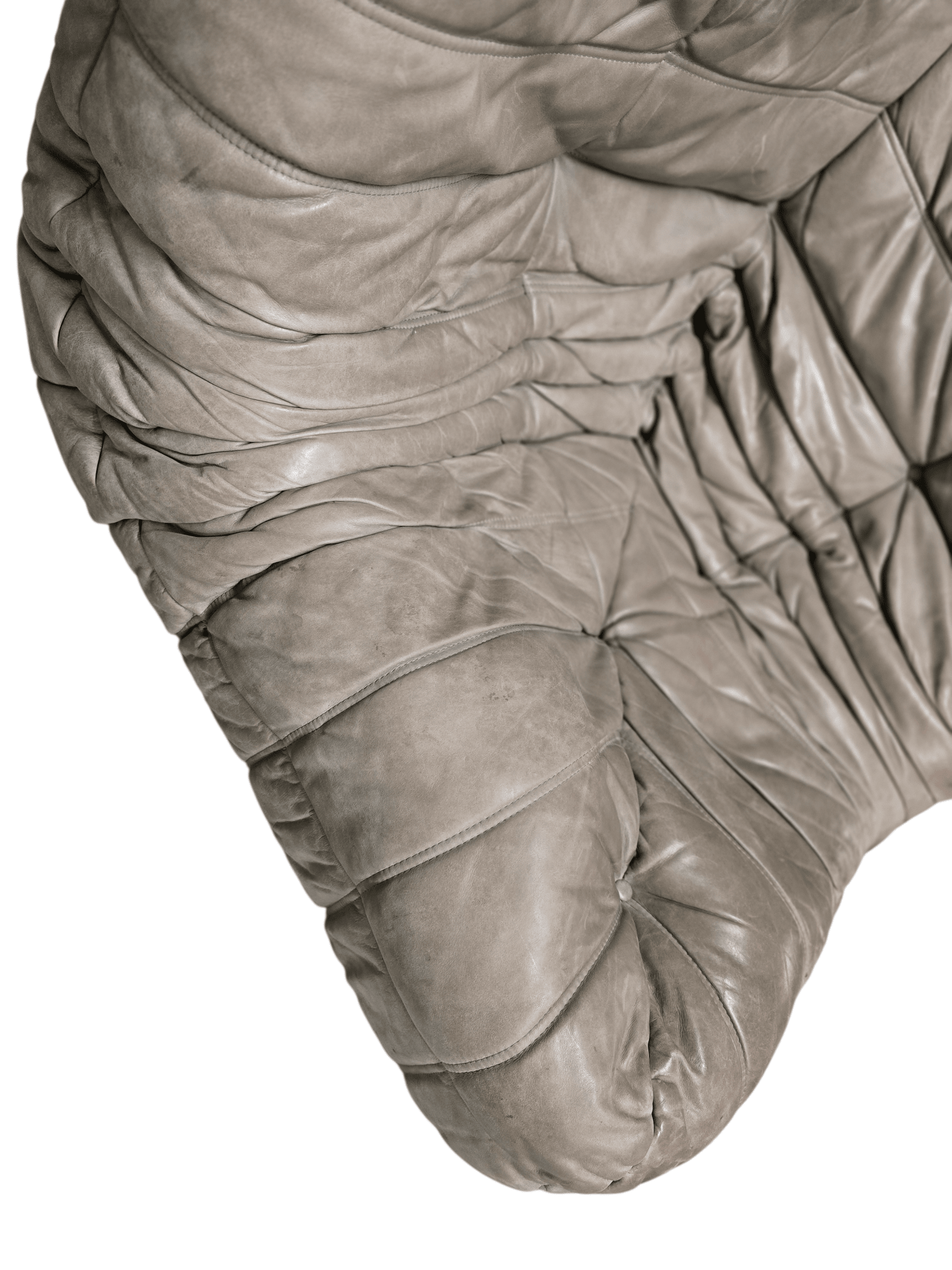 Professionally Restored Ligne Roset Togo Corner Sofa in Grey Leather | Enhanced Padding - Opulent Seating