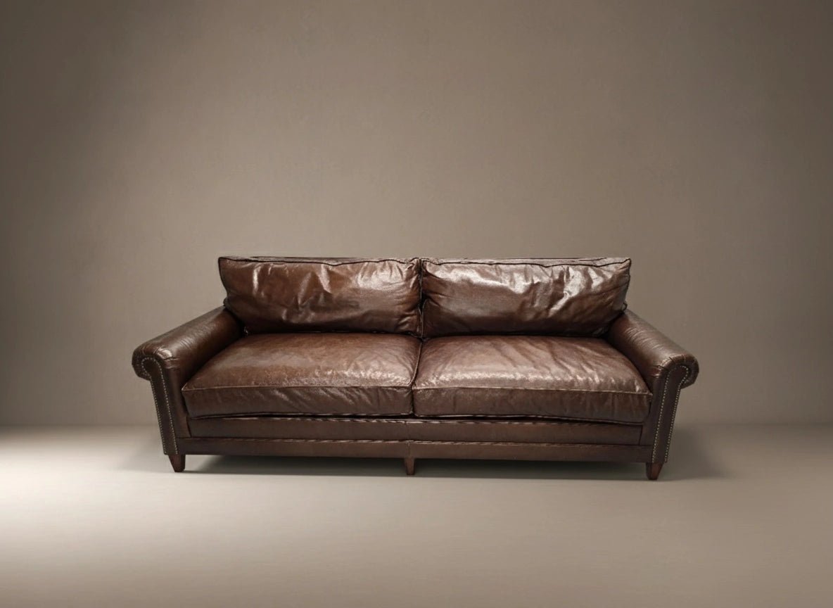 Ralph Lauren Macintyre Three Seater Brown Leather Sofa - Opulent Seating
