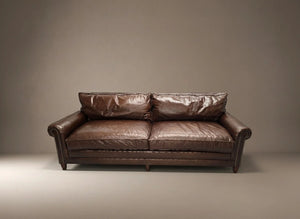 Ralph Lauren Macintyre Three Seater Brown Leather Sofa