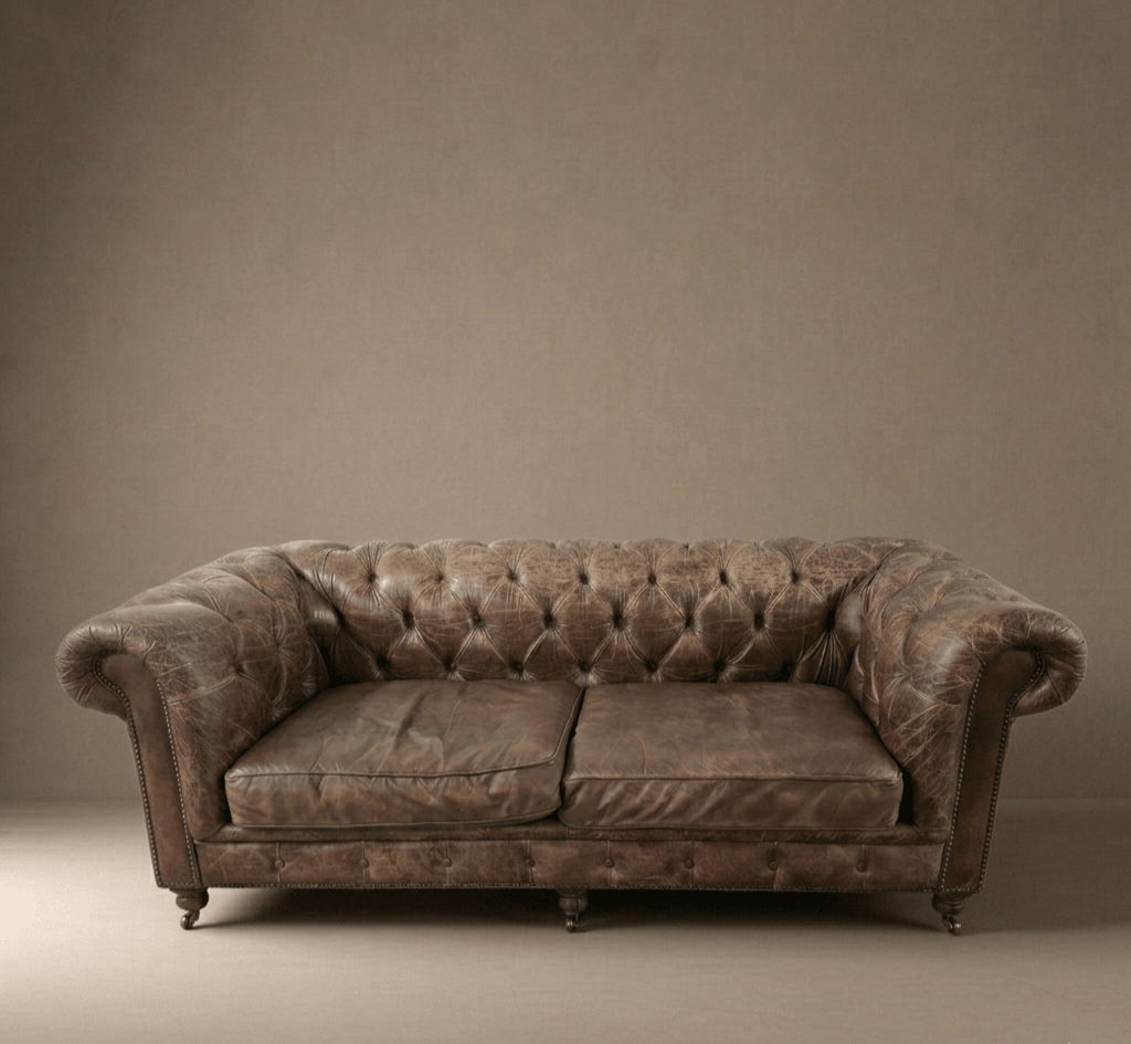 Restoration Hardware ‘Kensington’ Leather Three Seater Sofa by Timothy Oulton - Opulent Seating