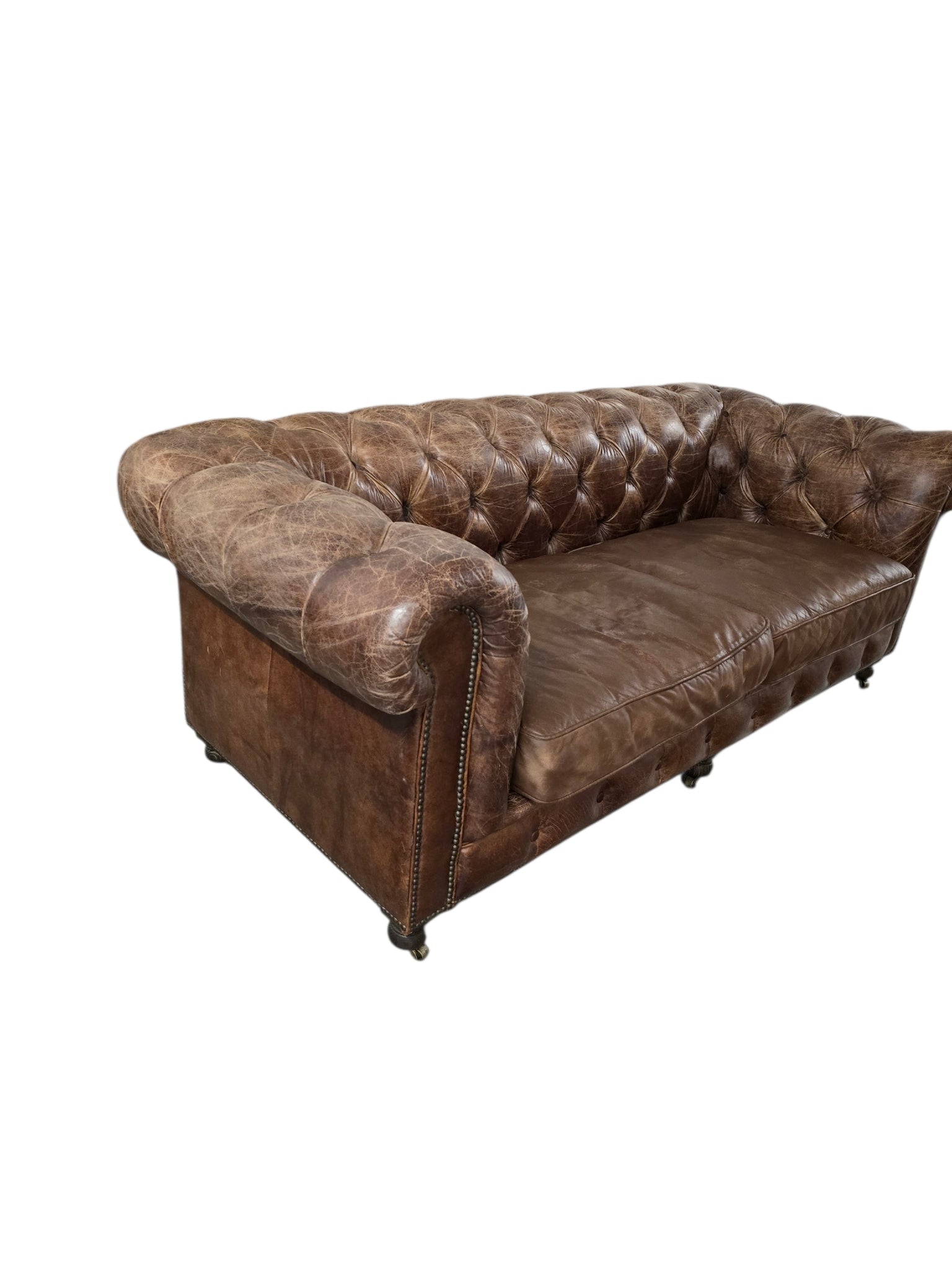 Restoration Hardware ‘Kensington’ Leather Three Seater Sofa by Timothy Oulton - Opulent Seating