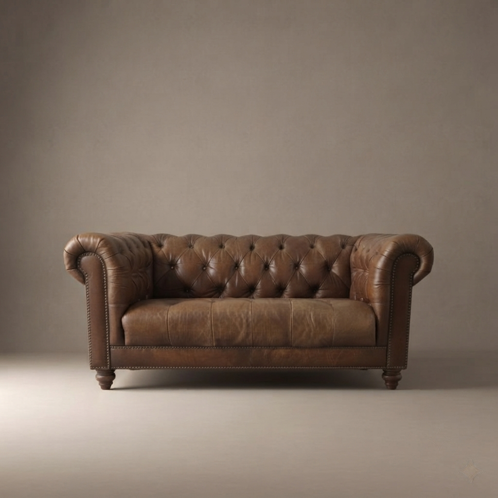 Barker and Stonehouse 'Ullswater' Two Seater Leather Sofa | Brown | Classic Chesterfield Design