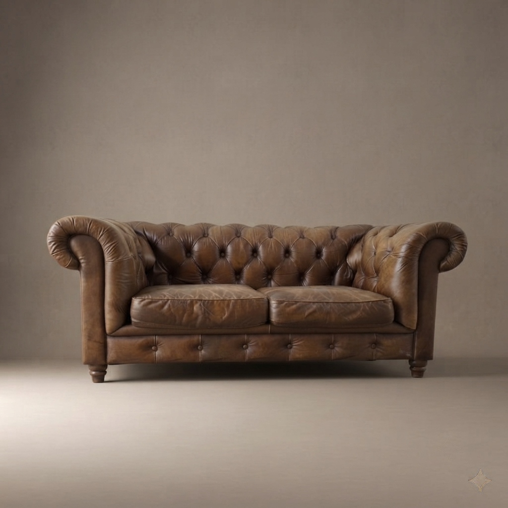 John Lewis Earle Two Seater Tan Brown Leather Halo Sofa