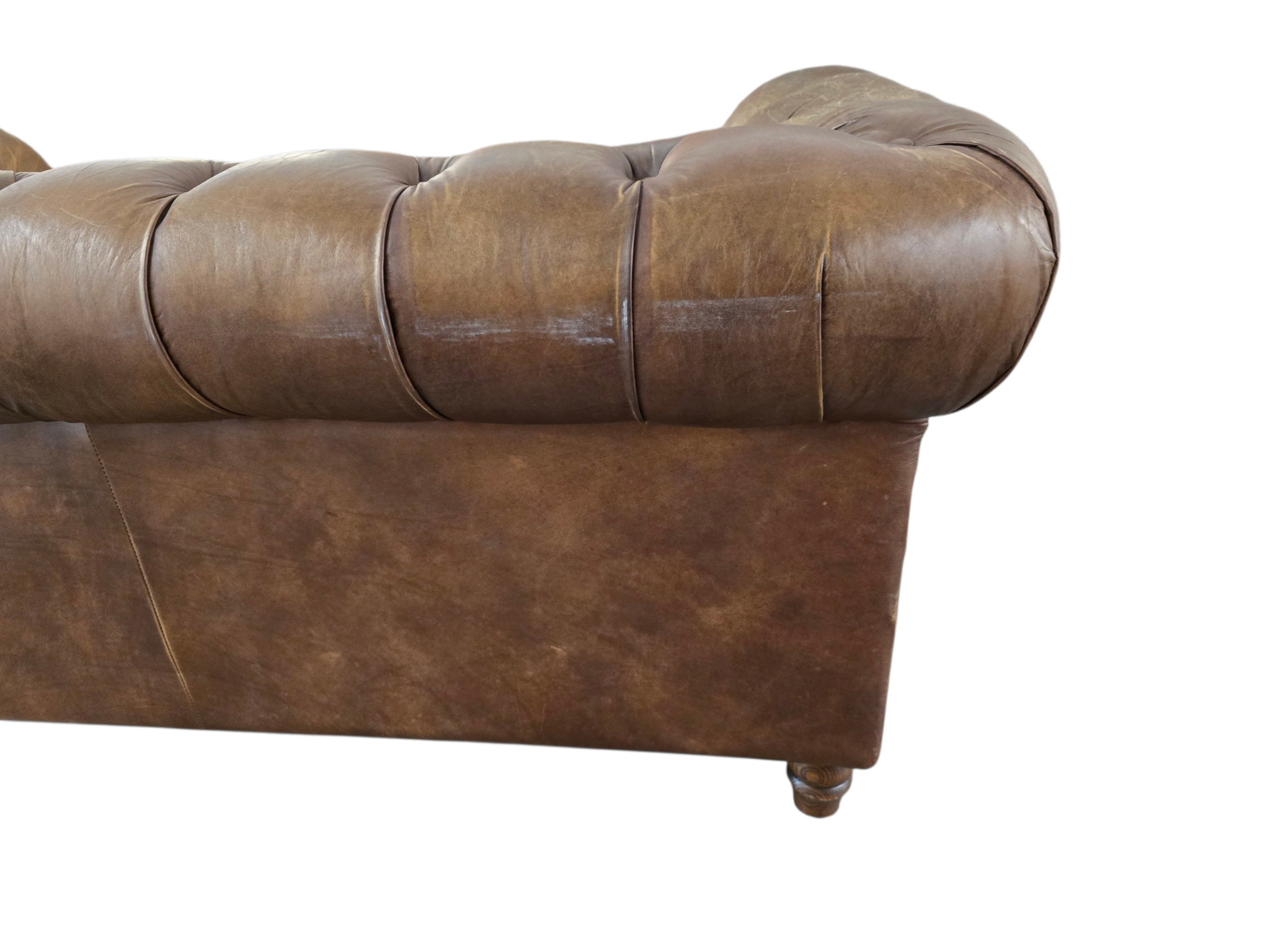 John Lewis Earle Two Seater Tan Brown Leather Halo Sofa