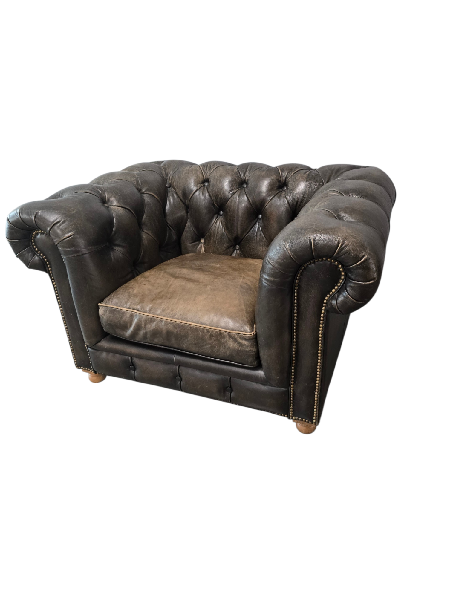 Timothy Oulton Westminster  Three Seater Leather Sofa, Armchair, & Large Ottoman Set