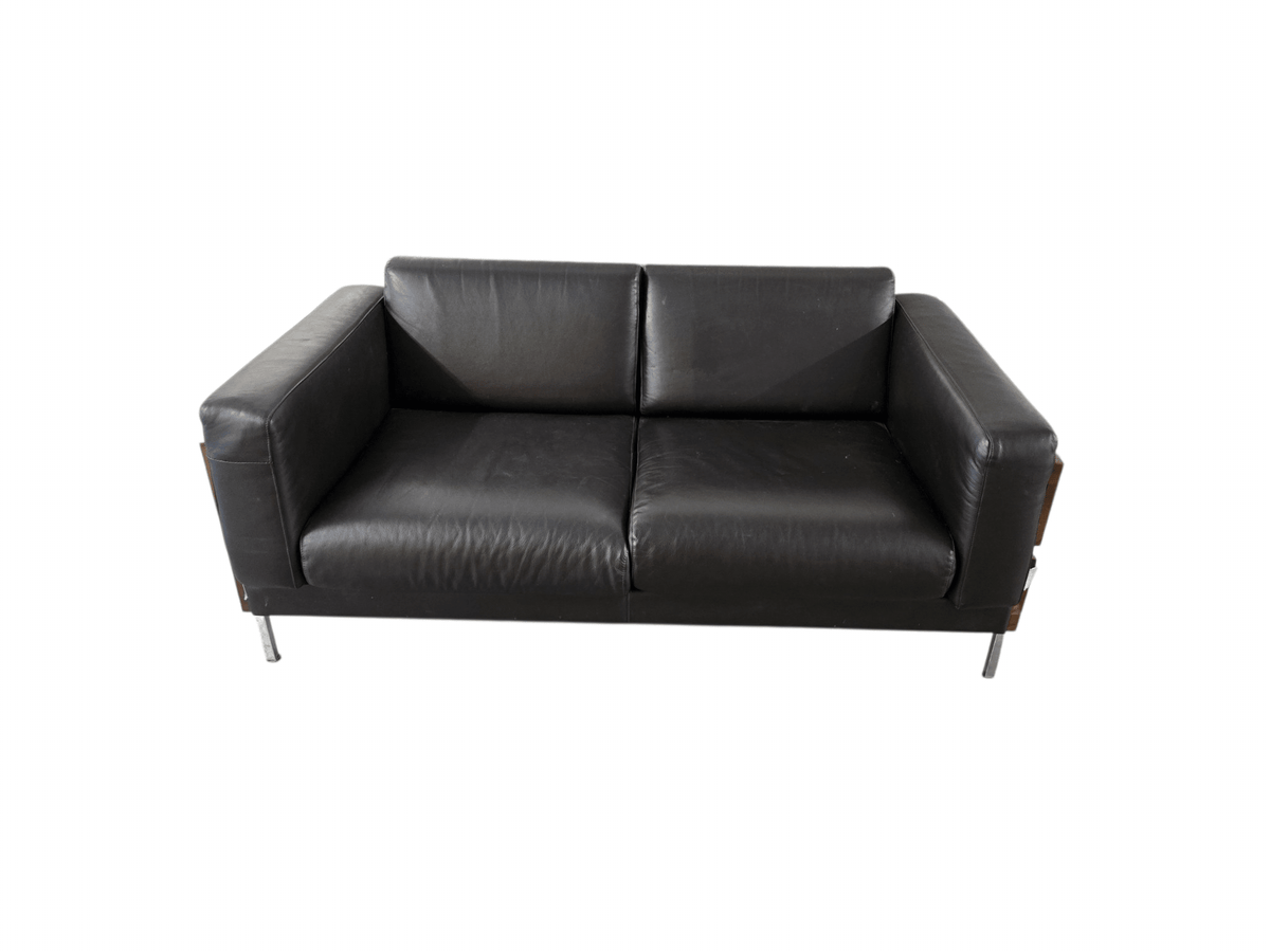 Robin Day for Habitat ‘Forum’ Black Leather Two-Seater Sofa & Matching Armchair Set - Opulent Seating
