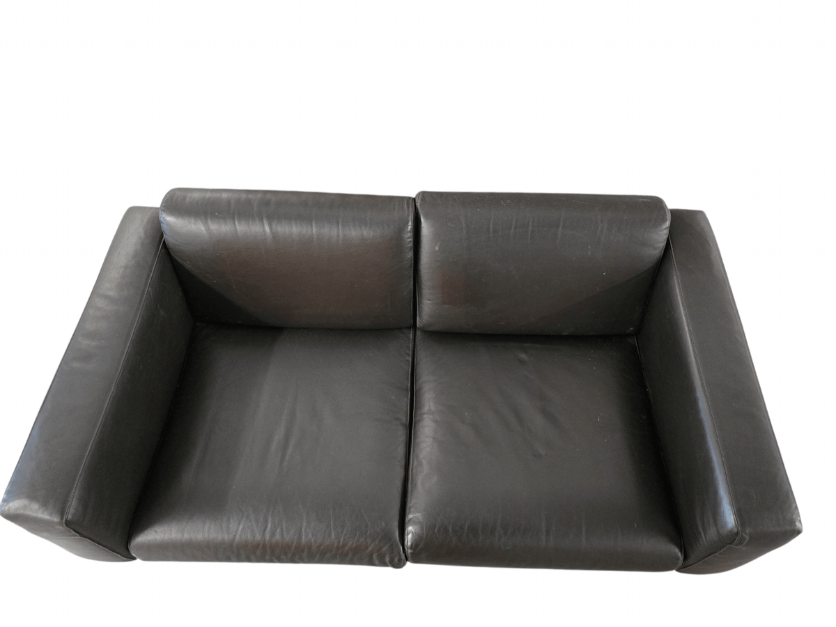Robin Day for Habitat ‘Forum’ Black Leather Two-Seater Sofa & Matching Armchair Set - Opulent Seating