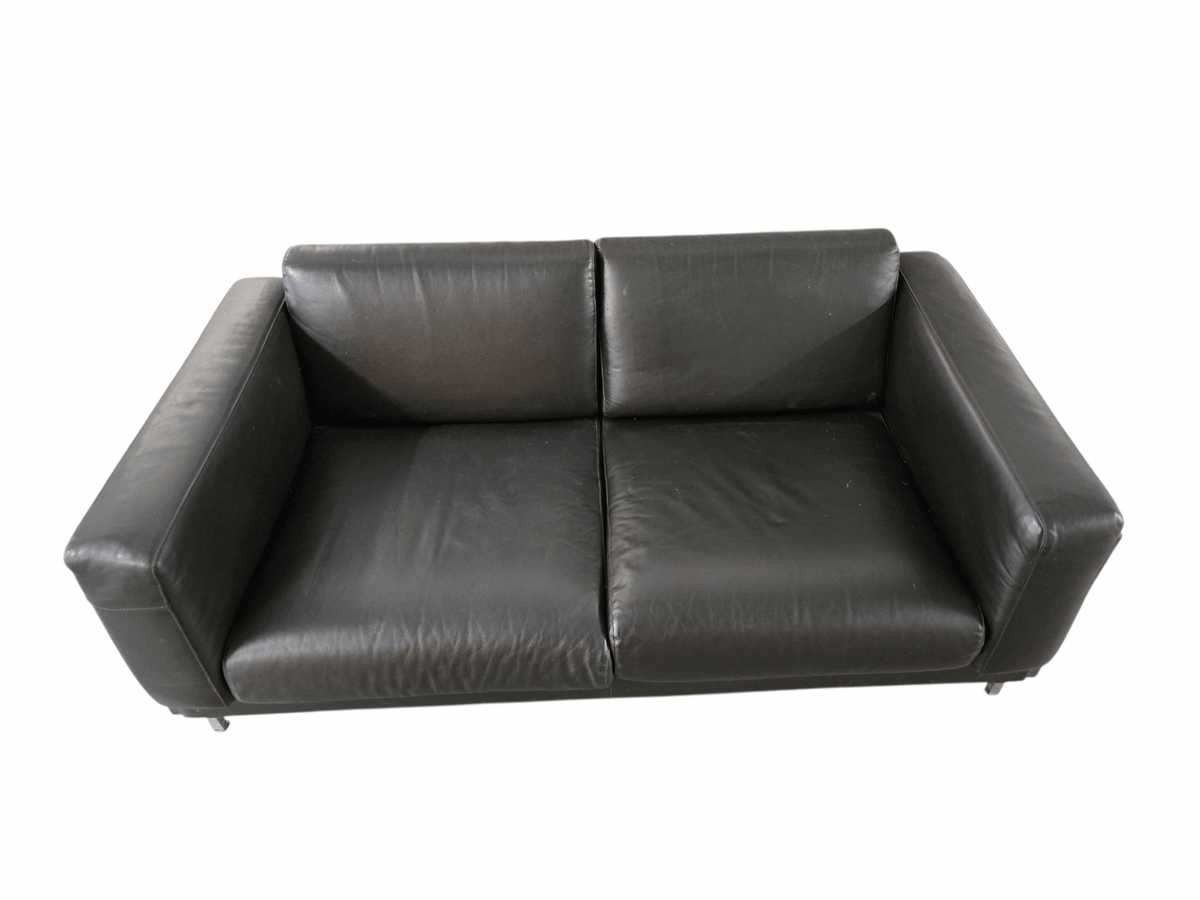 Robin Day for Habitat ‘Forum’ Black Leather Two-Seater Sofa & Matching Armchair Set - Opulent Seating