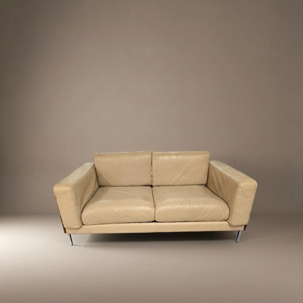 Robin Day Forum Habitat Leather Cream Two Seater Sofa - Opulent Seating