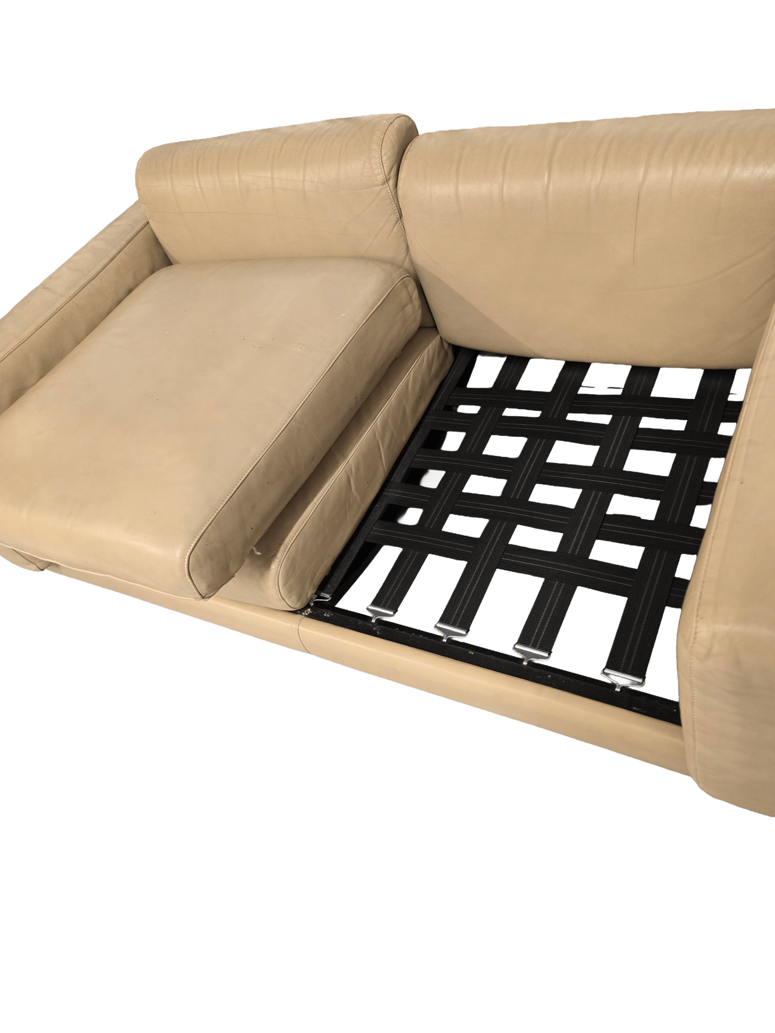 Robin Day Forum Habitat Leather Cream Two Seater Sofa - Opulent Seating