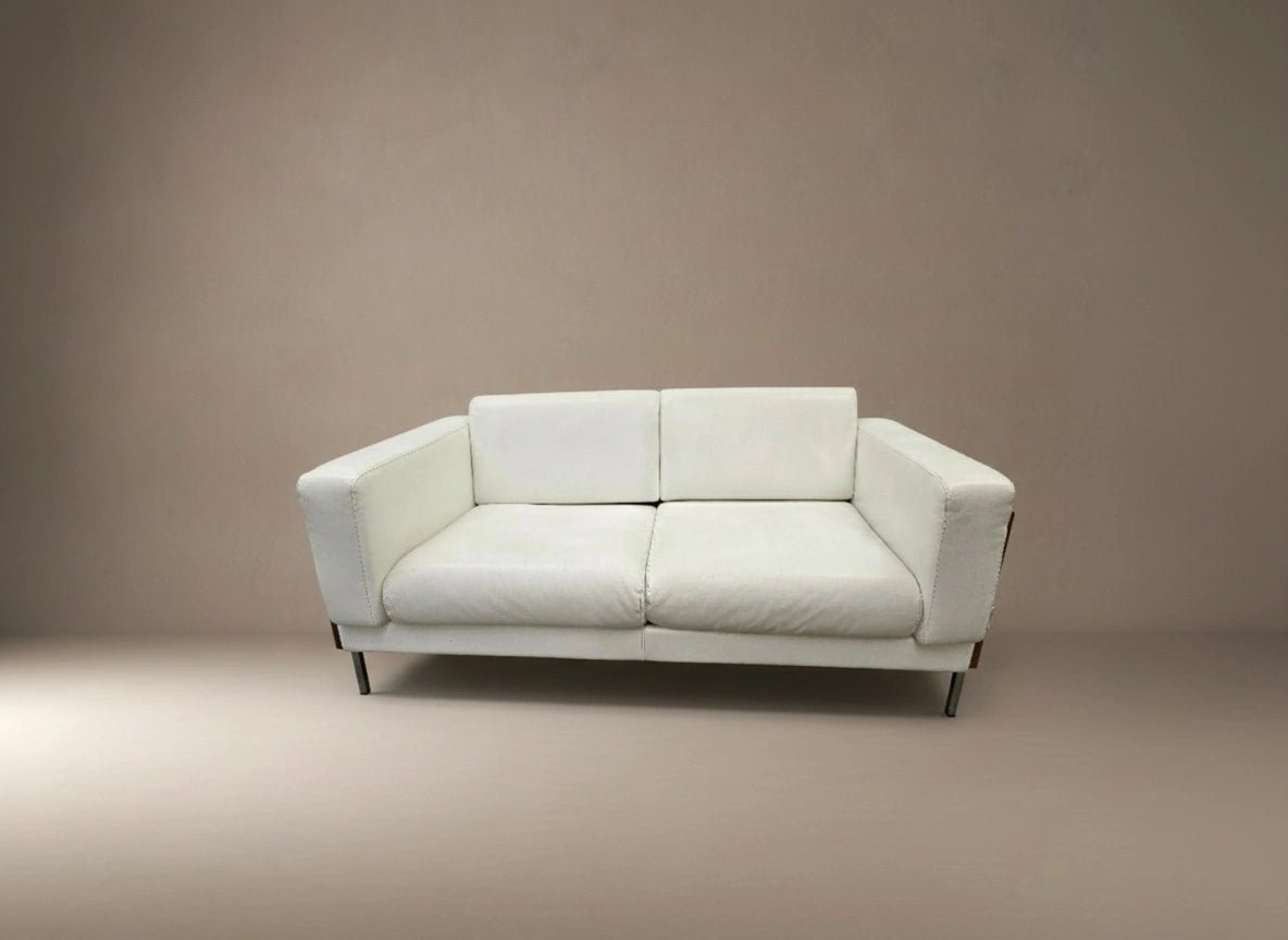 Robin Day Forum Habitat Leather White Two Seater Sofa - Opulent Seating