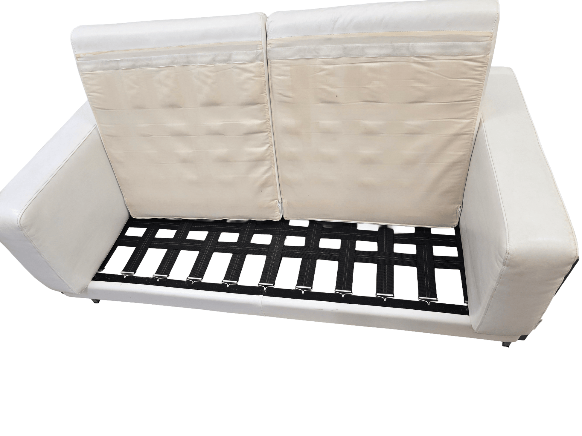 Robin Day Forum Habitat Leather White Two Seater Sofa - Opulent Seating