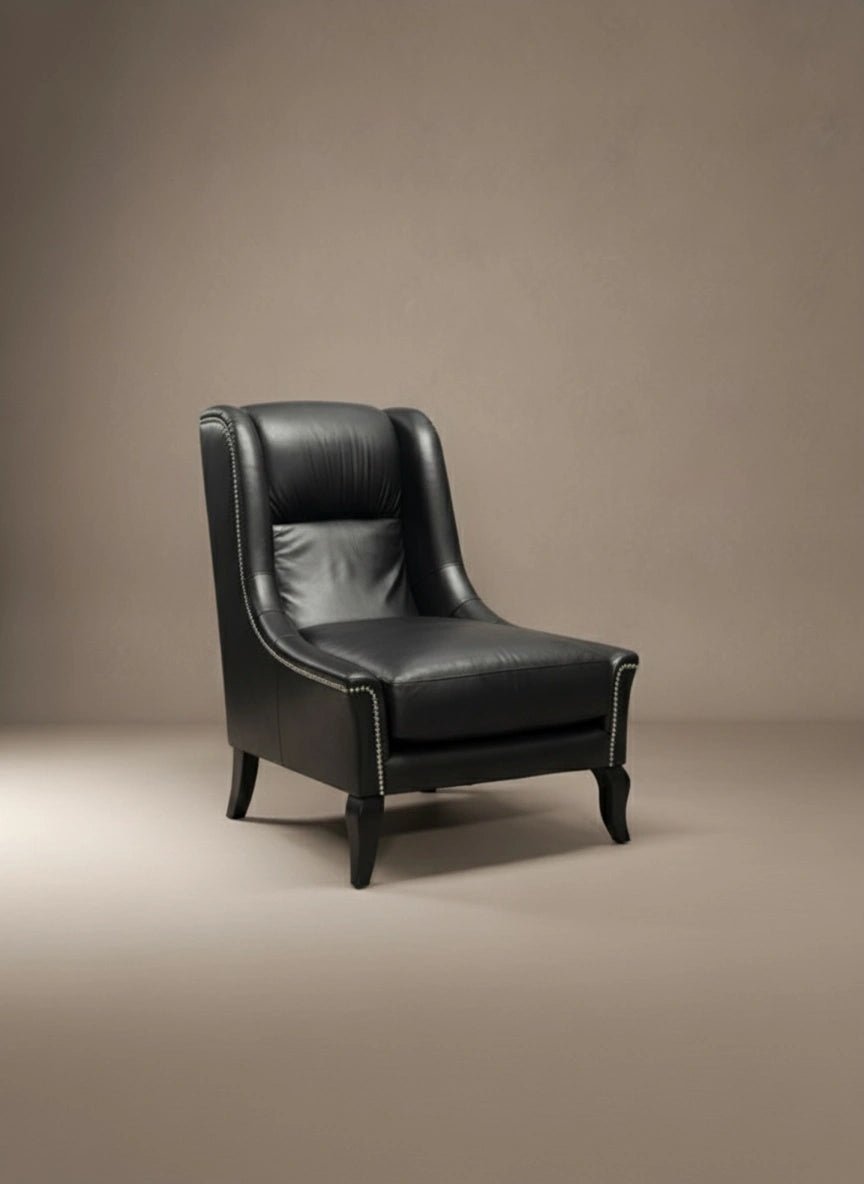 Roche Bobois Armchair in Premium Black Leather - Opulent Seating