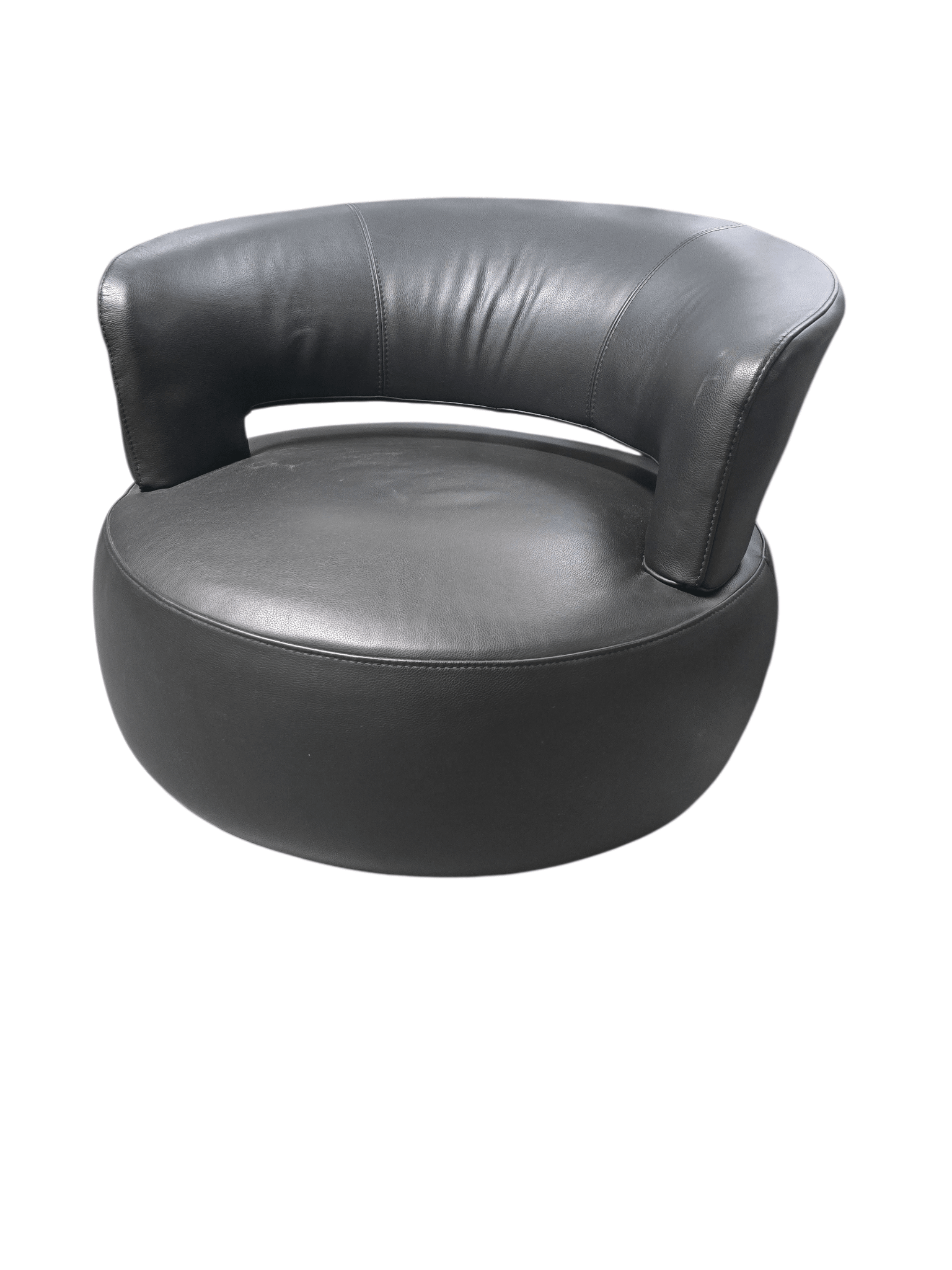 Roche Bobois ‘Curl’ Swivel Armchair | Black Leather - Opulent Seating