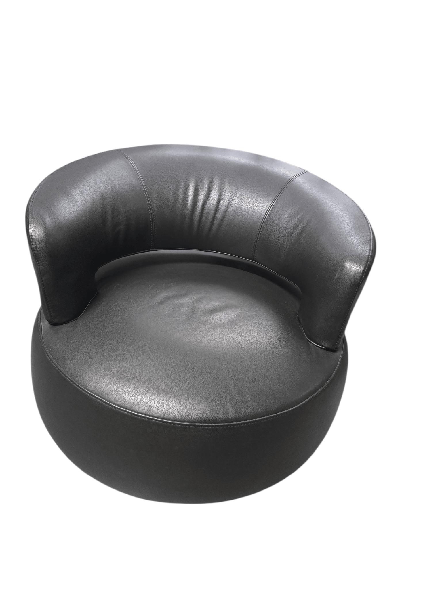 Roche Bobois ‘Curl’ Swivel Armchair | Black Leather - Opulent Seating